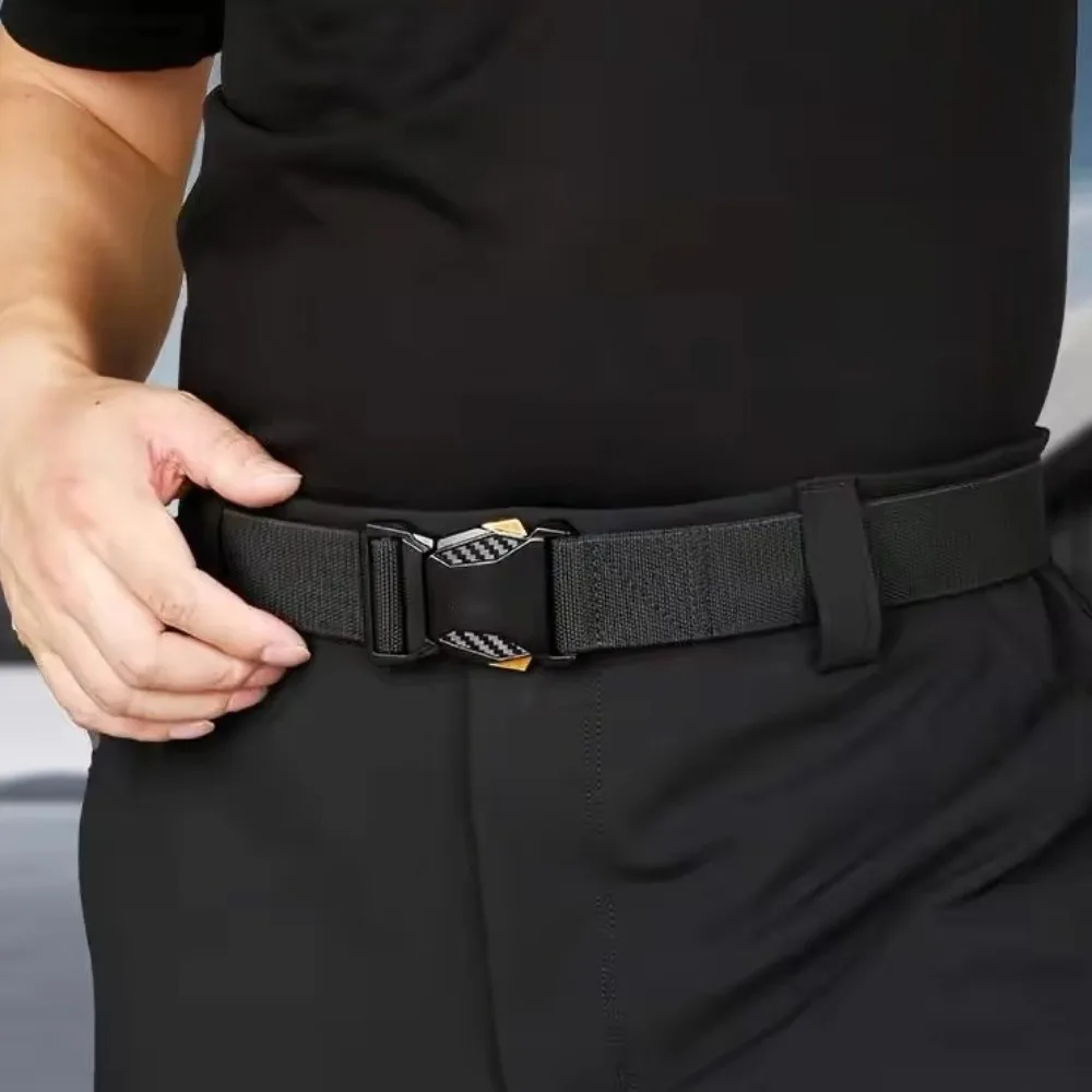 النايلون حزام رجالي الإفراج السريع التلقائي مشبك الرجال حزام الخصر قماش المنسوجة بلا أسنان نسج الخصر الفرقة الرياضة الترفيه في الهواء الطلق