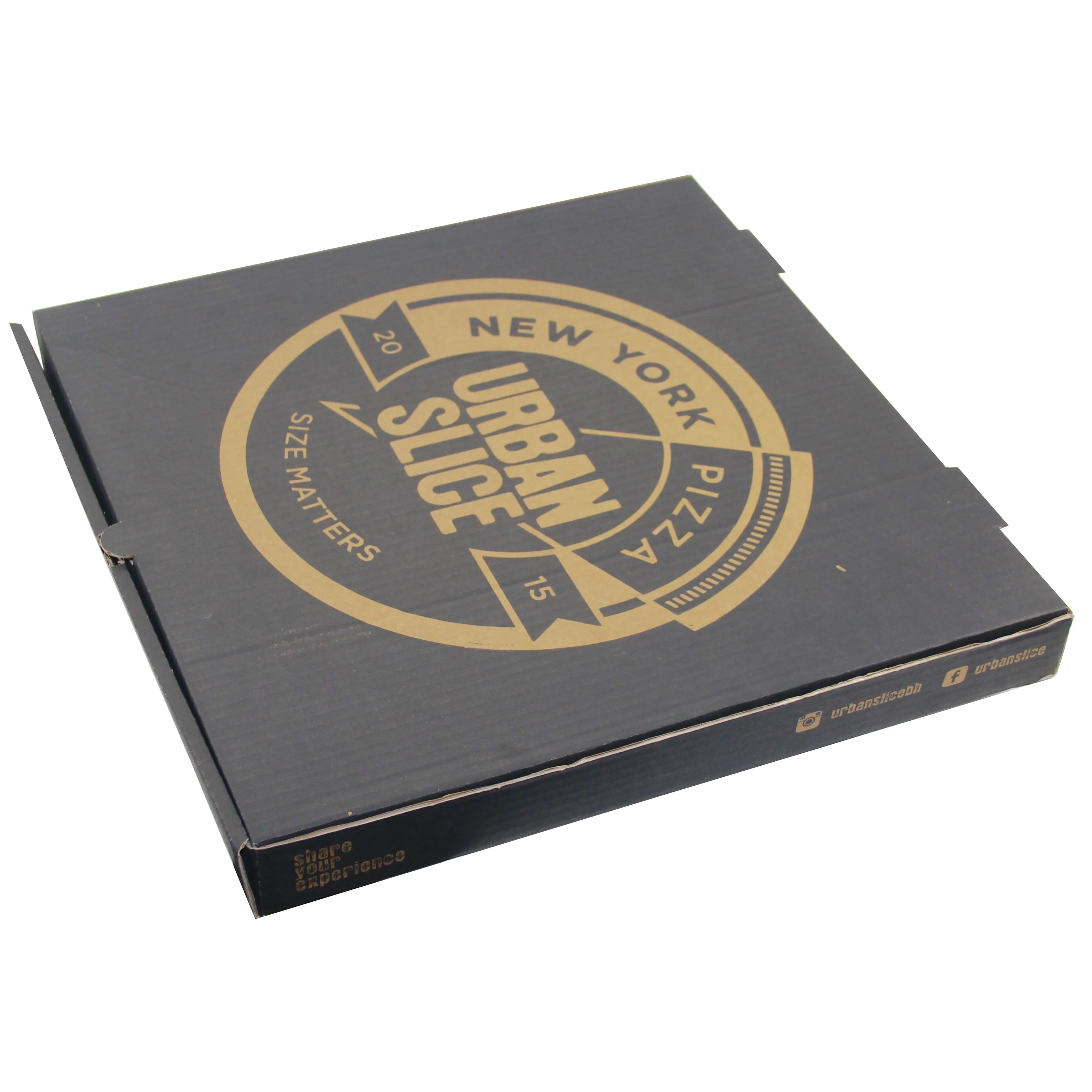 مصنع صندوق الورق بالجملة تصميم مخصص صندوق طعام ورق مموج أسود 8 10 12 صندوق بيتزا