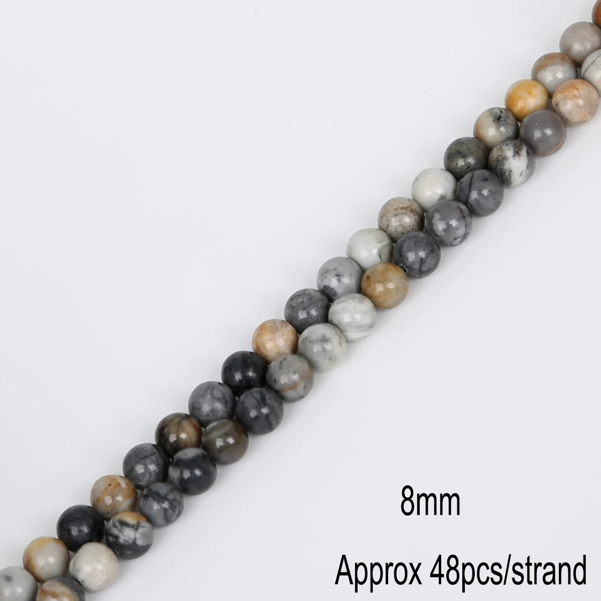 Naturstein Light Picasso Stone Runde lose Spacer-Perlen für Schmuckherstellung DIY Armbänder Halsketten – Detail 3