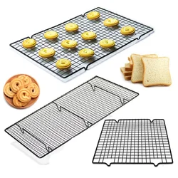 Stainless Steel Wire Grid Cooling Tray Cake Food Rack Oven Kitchen Baking Pizza Bread Barbecue Cookie Biscuit Holder Shelf Rack