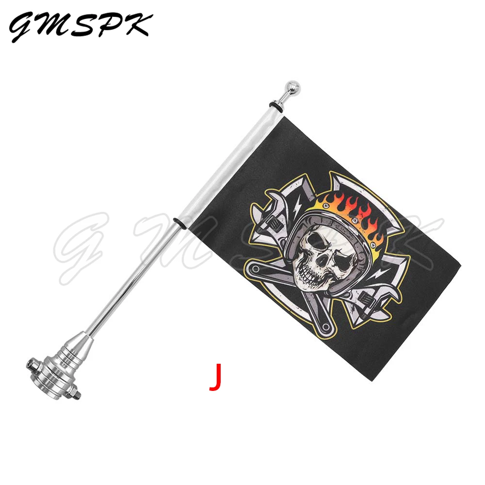 Motorcycle Rear Side Mount Luggage Rack Flag Pole SKull/Eagle Flag Fit for Harley Sportster XL883 Touring FLHT Road King Glide