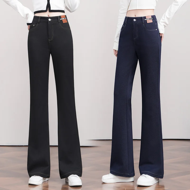 다용도 플레어 진 겨울 신상 하이웨이스트 슬림핏 두꺼운 따뜻한 플레어 팬츠