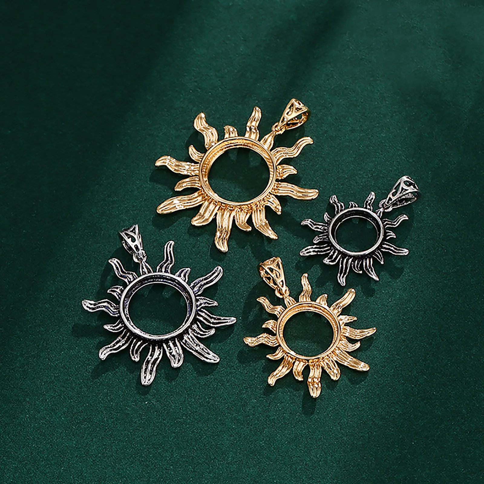 

2 шт./лот, медная основа-подвеска в форме солнца для круглых кабошонов 8-15 мм, для самостоятельного изготовления ожерелий, шармов, ювелирных изделий