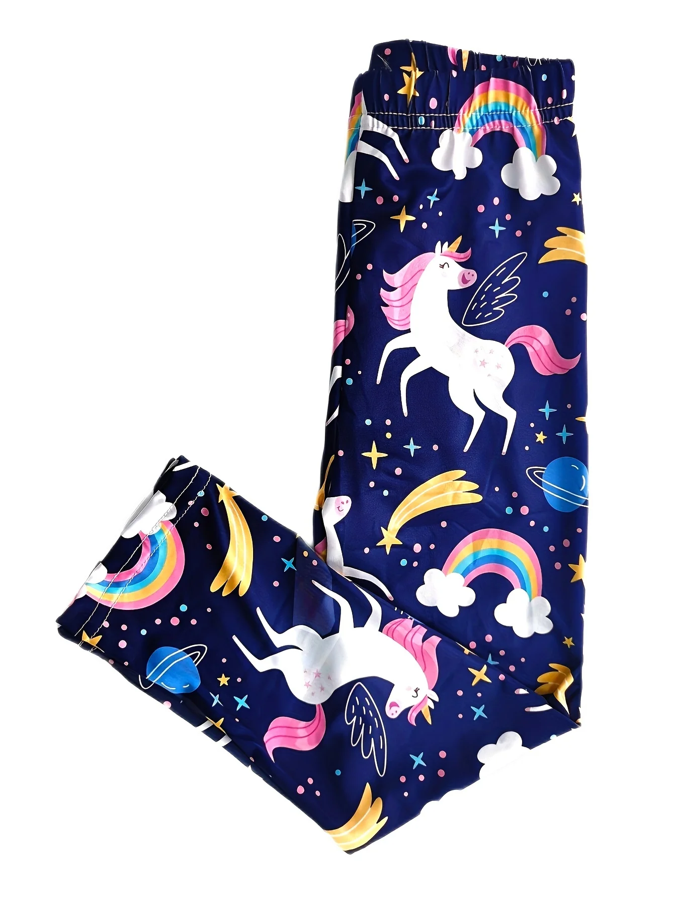 Girls Cartoon Unicorn Print Stretch Soft Leggings Elastic Waist Pants Bottom Kids Clothes