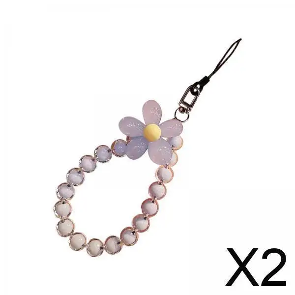 

Акриловый брелок-подвеска для телефона с бусинами, ремешок на запястье с живыми цветами, аксессуар для украшения телефона