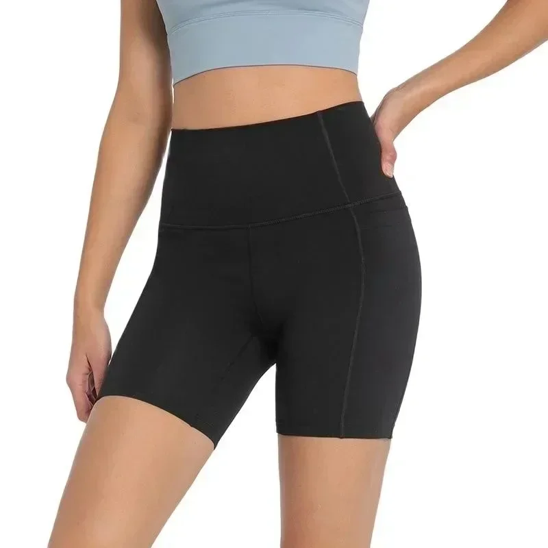 Lemon Biker-Short de yoga taille haute pour femme, culotte de fitness et d'athlétisme, avec poche latérale