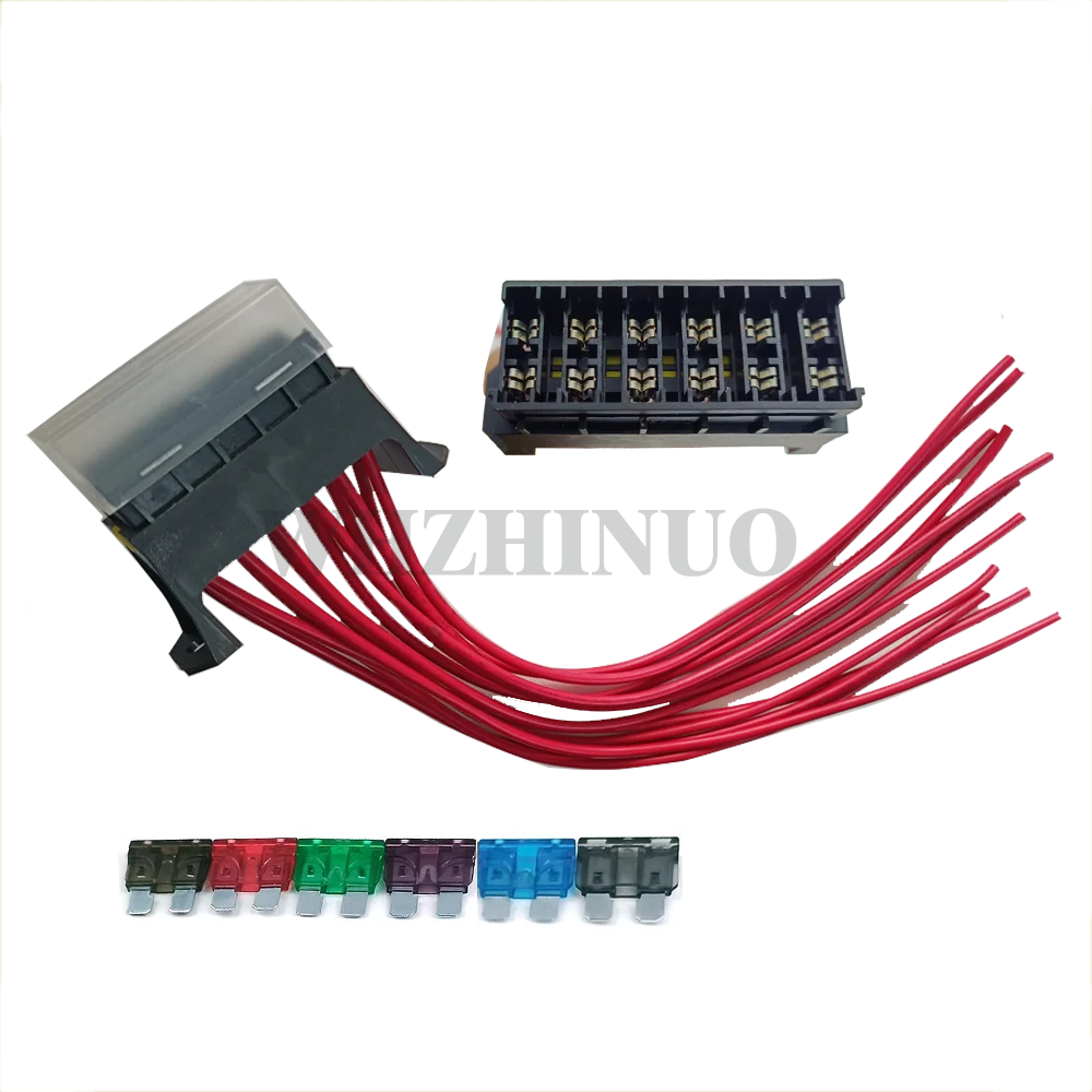 8JD 005 993-092 H849600616 03.00561 Input 6-Output Car Standard Blade Fuse Holder   ATC ATO 6 Way Fuse Box with Wire for Car