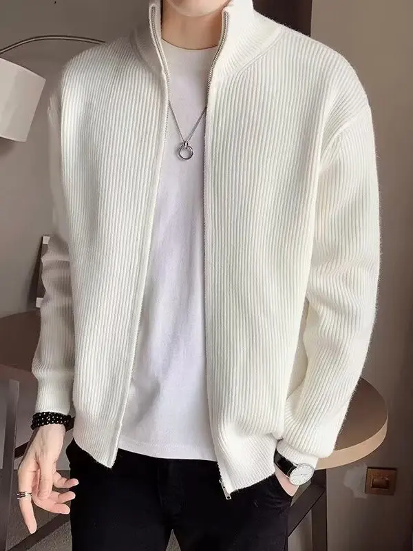 

Мужской открытый кардиган с воротником-стойкой, свитер ранней осени Lazy Sle, модная вязаная верхняя одежда на молнии, повседневная длинная све irt
