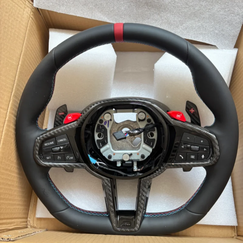 CS Car Leather Red M1 M2 Steering Wheel For BMW F10 F20 G30 G20 G22 G25 G05 G08 G07 M4 M5 M3 F90 X3 X5 G11 G12 G80 G82 G87