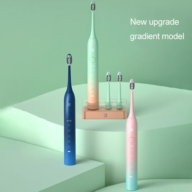 ZR Sonic Electric Toothbrush Set USB Rechargeable IPX7 Waterproof Automatic Ultrasonic Adult Teethbrush 7 Replacement Brush Head