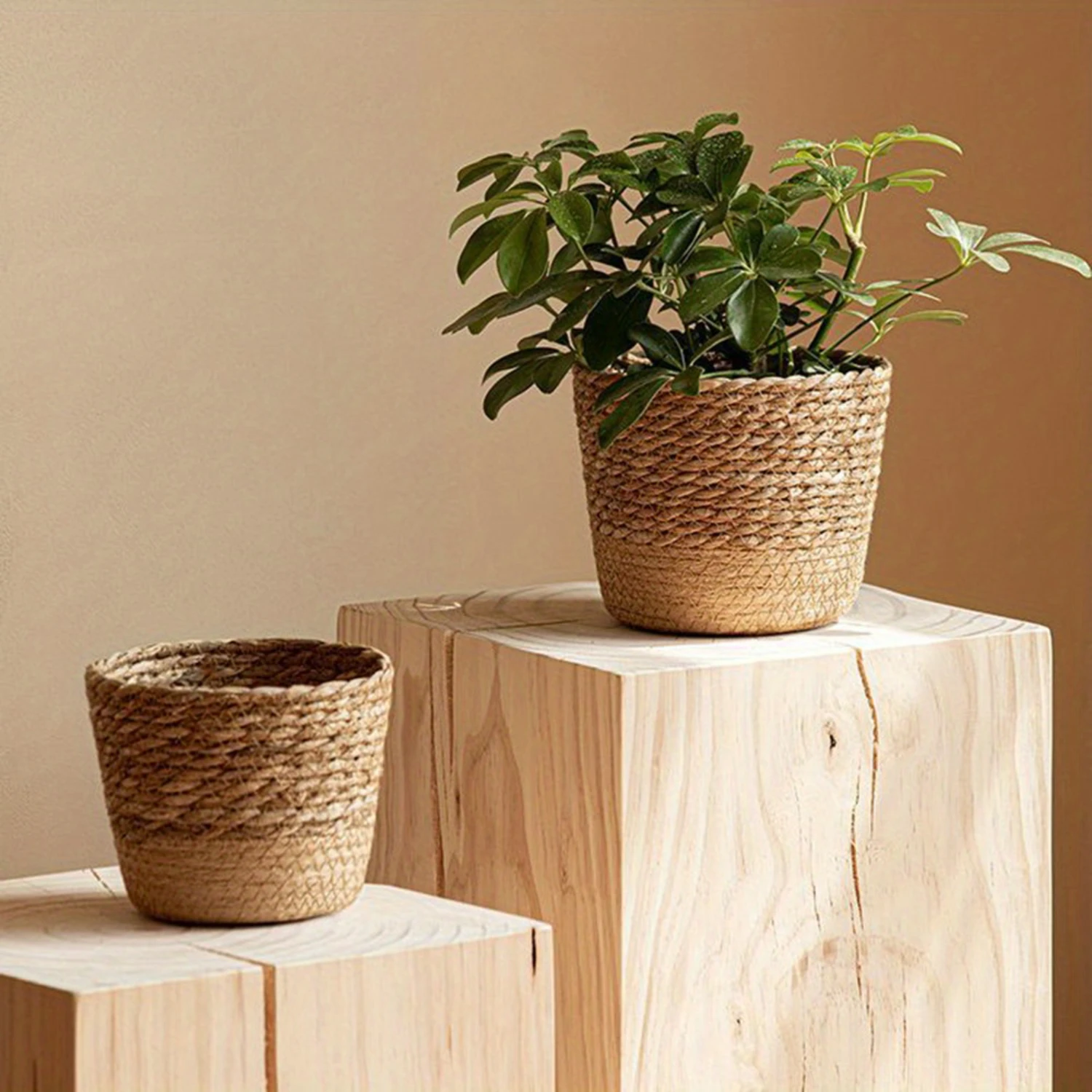 1pc, Nordic Seaweed Woven Flower Pot, Rattan Plant Green Plant Cover Pot,  Decoration, Flowerware Flower Basket  Basket For  Ind