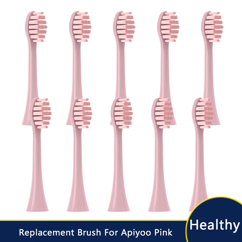 10PCS Replacement For Apiyoo Moon Pink New Type Toothbrush Heads Electric DuPont Soft Brush Heads Nozzle Smart Cleaning Head