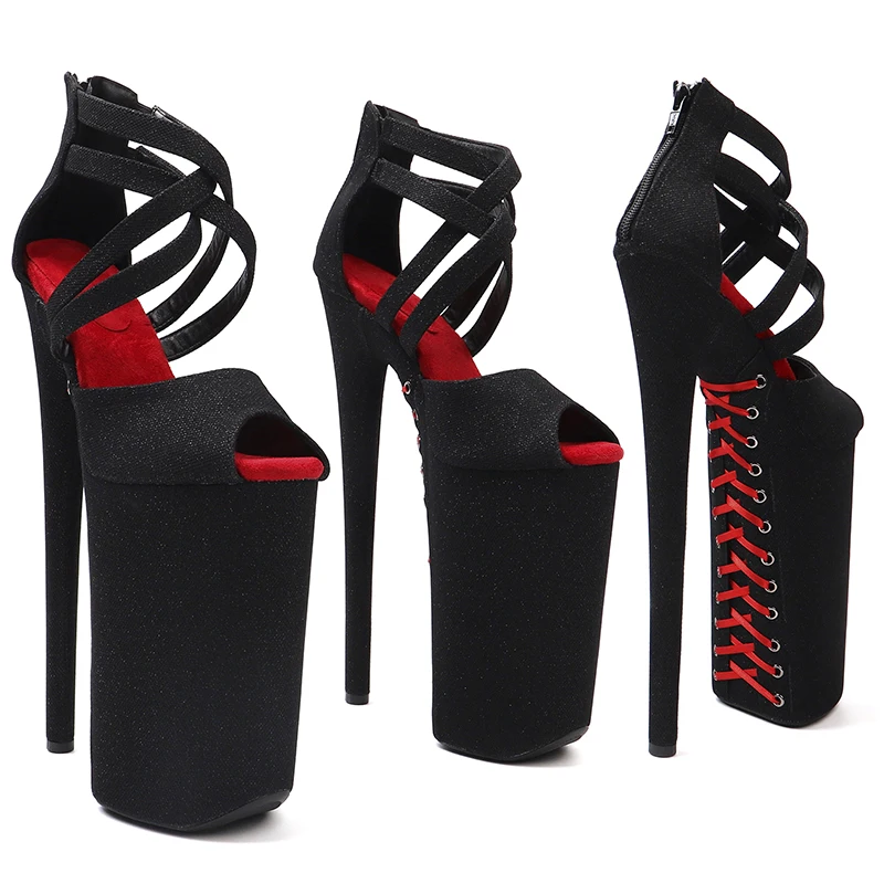 

Leecabe 26CM/10inches Glitter Upper sexy exotic High Heel platform party sandals stripper heel Pole Dance shoes