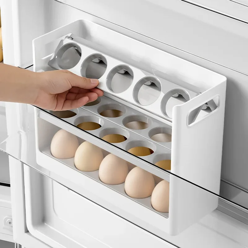 30-Egg Refrigerator Storage Box – Foldable Egg Dispenser Organizer
