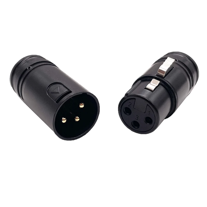 

20Pcs New High-Quality Black Shell Gold Pin Professional 3 Pin Right Angle XLR Male And Female Plug