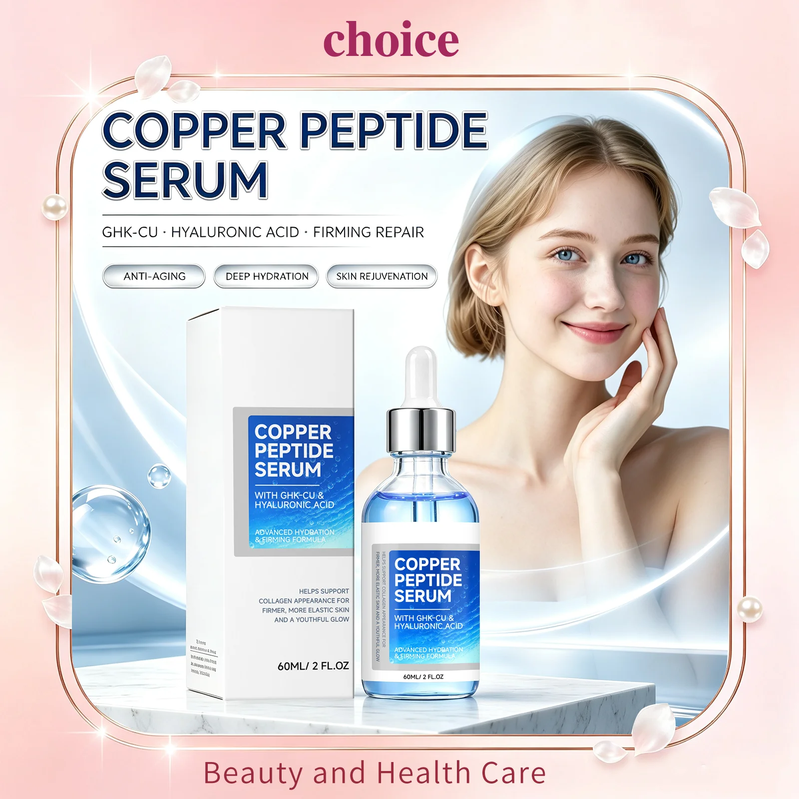 Copper Peptide GHK‑Cu Face Serum Deep Hydration Improve Elasticity Collagen Support Skin Repair Glow Rejuvenating Facial Essence