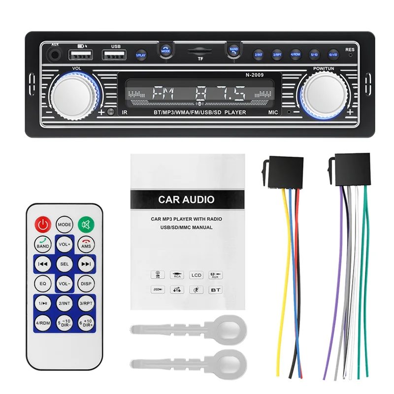 B04C-Auto Bluetooth MP3-speler, machine met enkele spindel, autoradio, dubbel opladen via USB, TF-speler