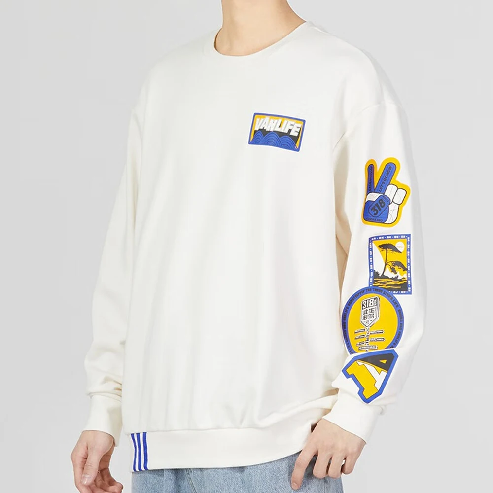 

Adidas Originals Line Casual White Pullover Fashionable Multi - Pattern Decor Comfortable For Daily Leisure Wear
