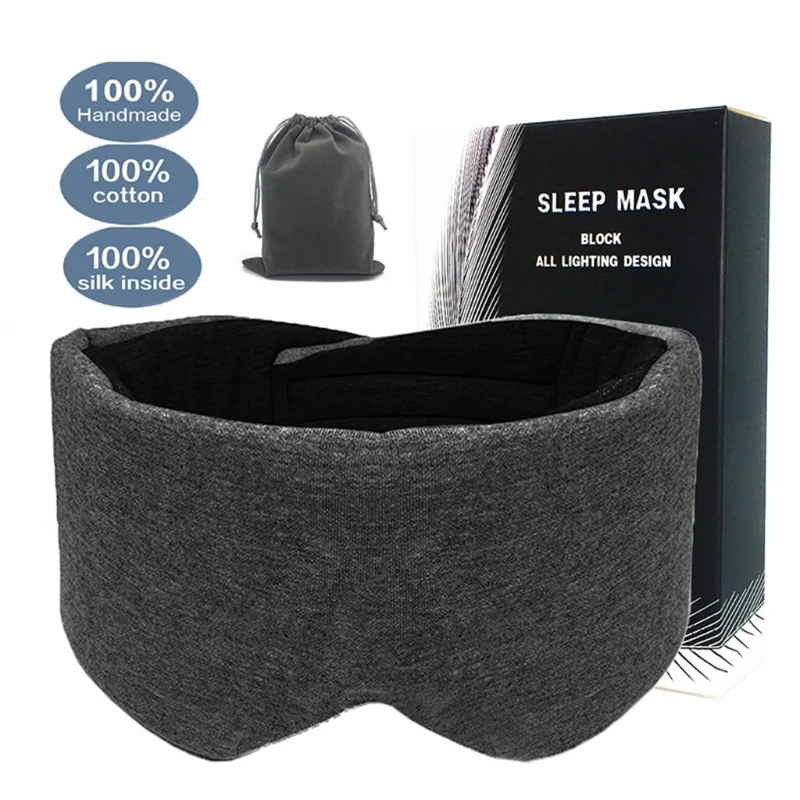 Unisex Cotton Blackout Eye Mask Oversized Eyeshade Adjustable Sleeping Blindfold Drop Shipping