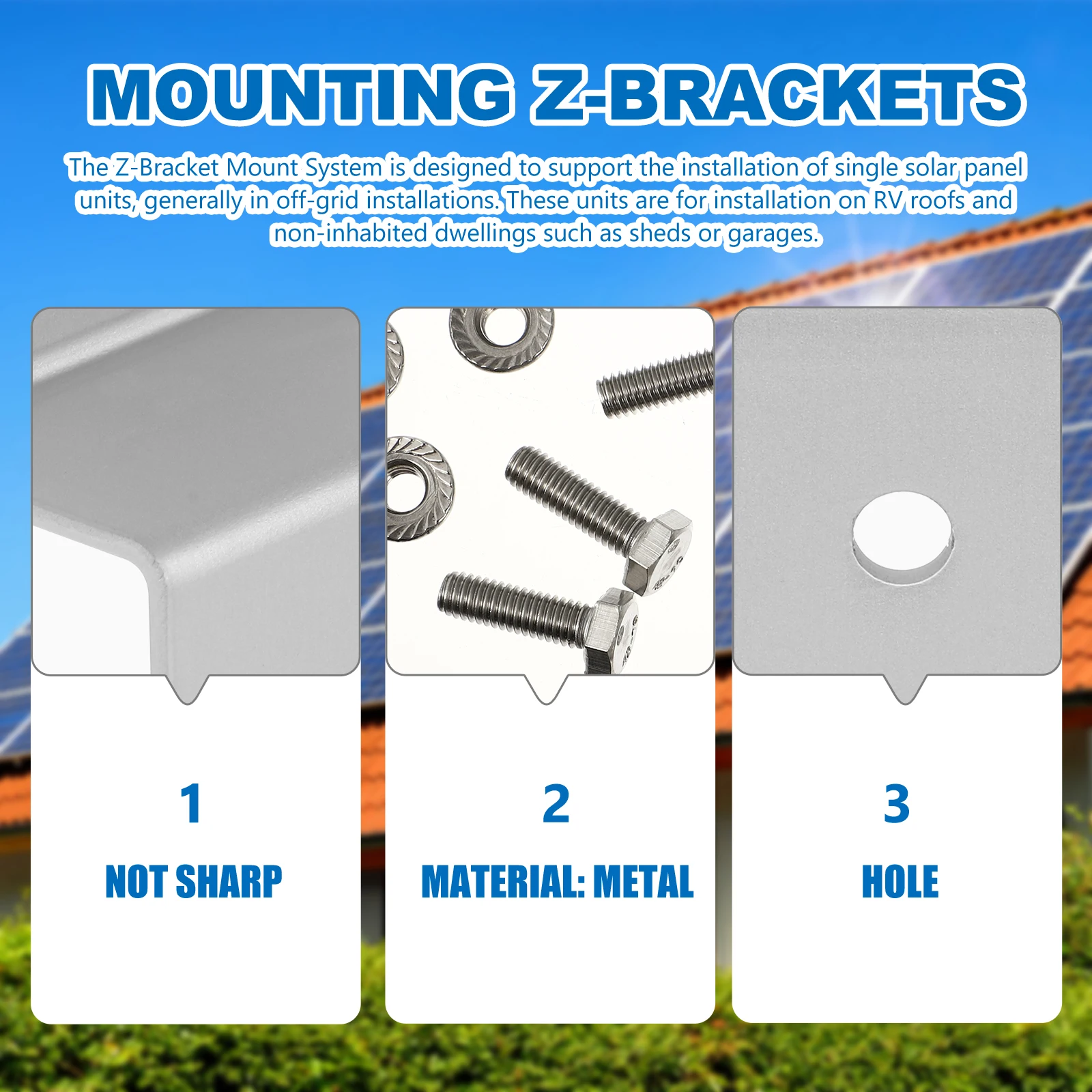 

8Pcs Solar Panel Z-Bracket Mount Stand with Multiple Holes for Secure Cooling Space on Roof Or DIY Frame Structure