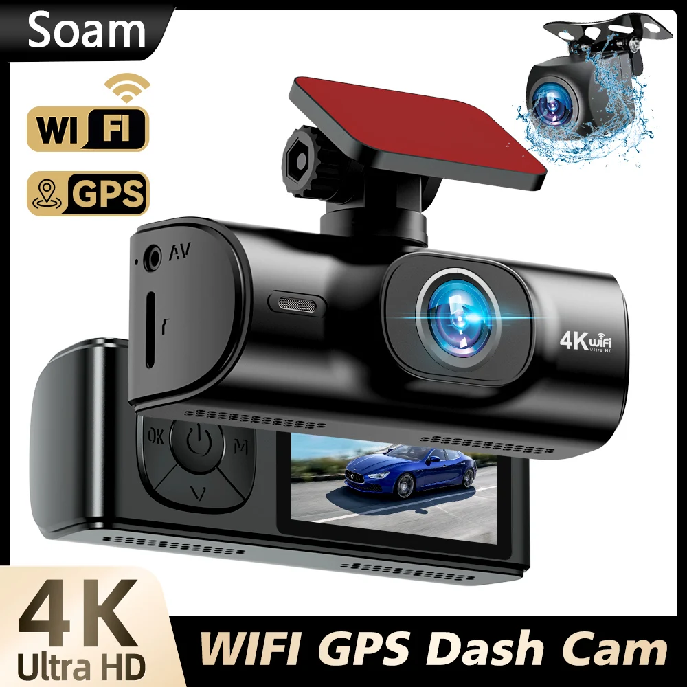

Soam 4K Full HD Dual Dash Camera,Front 4K+Rear 1080P,Built-in WiFi,1.97" IPS Screen,Night Vision,WDR,24H Parking Monitor