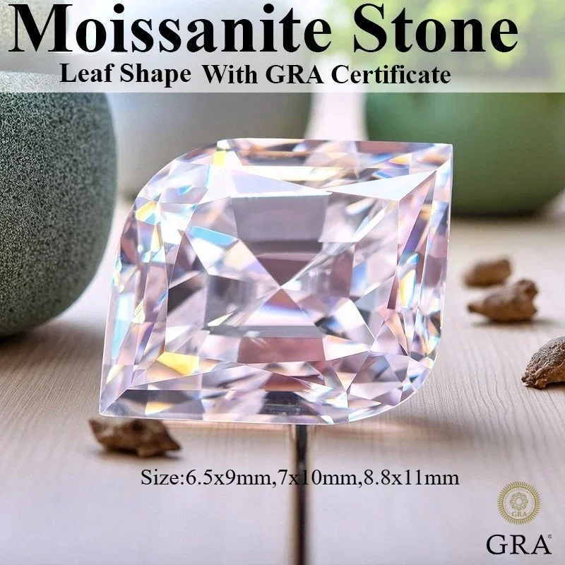 

L-Moissanite Stone Leaf Shape White Specail Cut Charm Beads For DIY Jewelry Making Rings Bracelet With Certificate