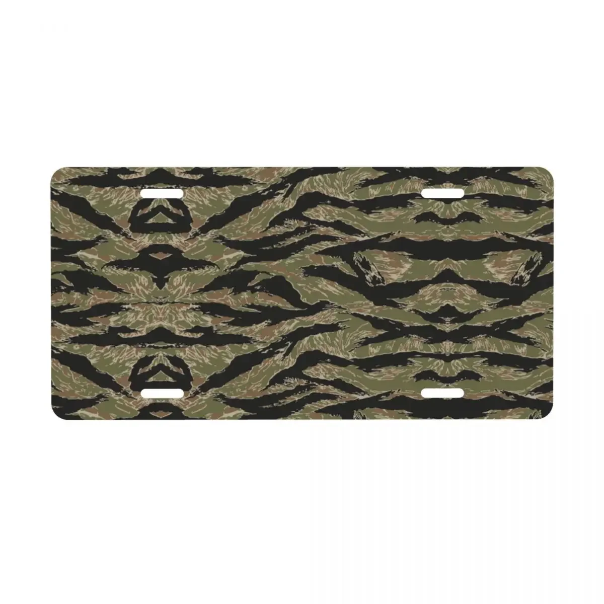 Novelty Tiger Stripe Camo Decorative Metal License Plate Military Tactical Camouflage Aluminum Car Front Vanity Tag 6x12 Inch