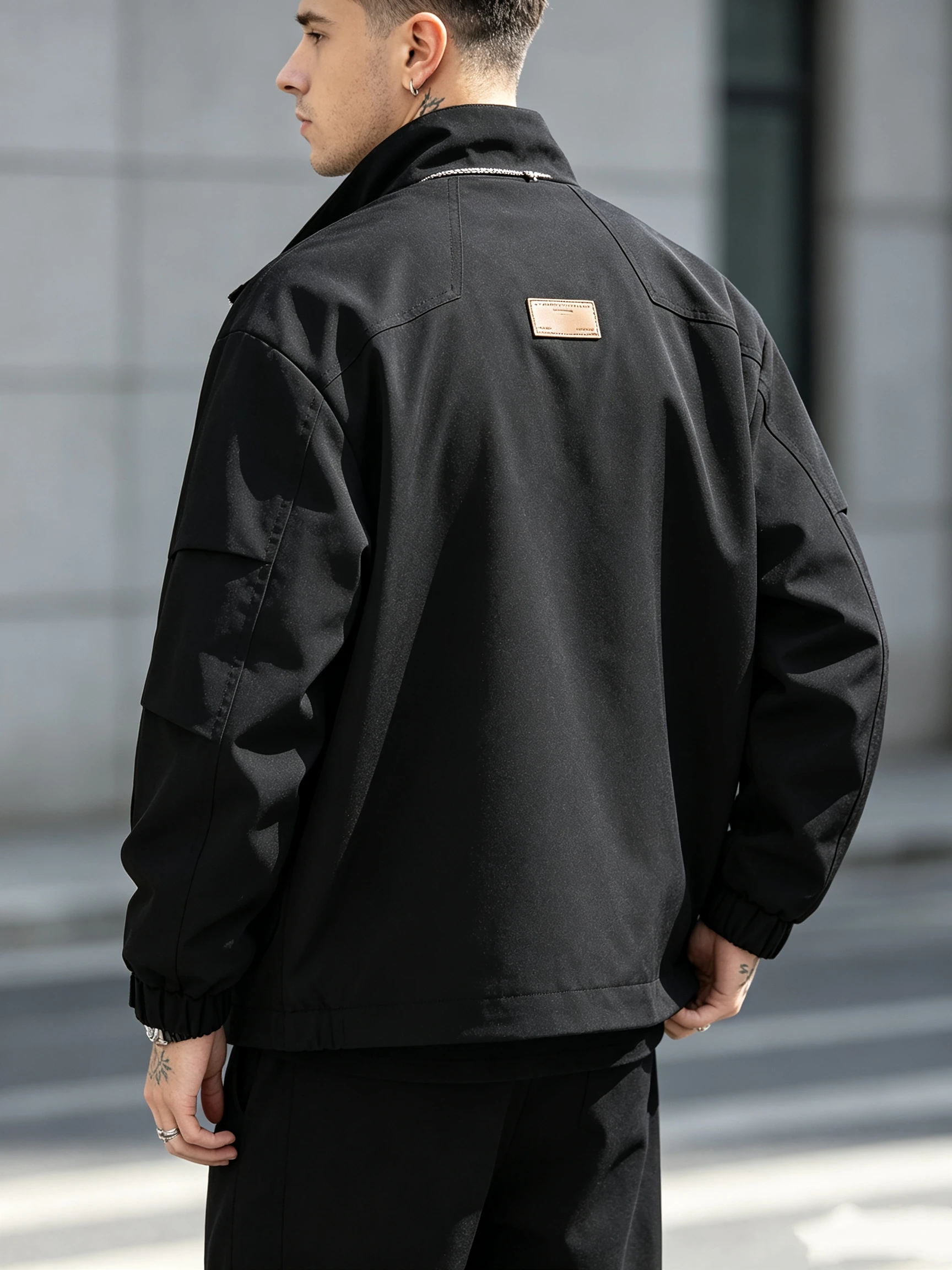 Men's Stand Collar Cargo Jacket Windproof Casual Outerwear Multi Pocket Workwear Coat For Spring Autumn