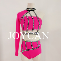 JoyCan Lyrical Dance Dress Hot Pink Jazz Dance Costume Pole Dancing Clothes Girl Performance Training