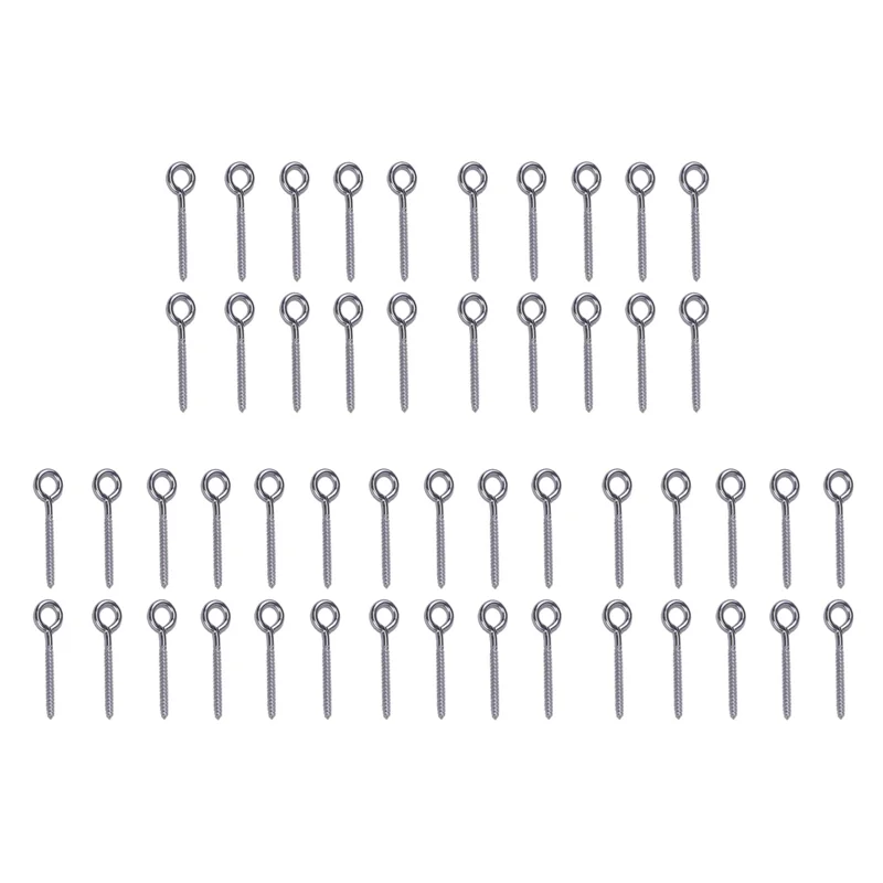 AB51 50 팩 스테인레스 스틸 눈 모양 나사 금속 후크 목재 터미널 링 아일렛 후크 셀프 태핑 나사 M6