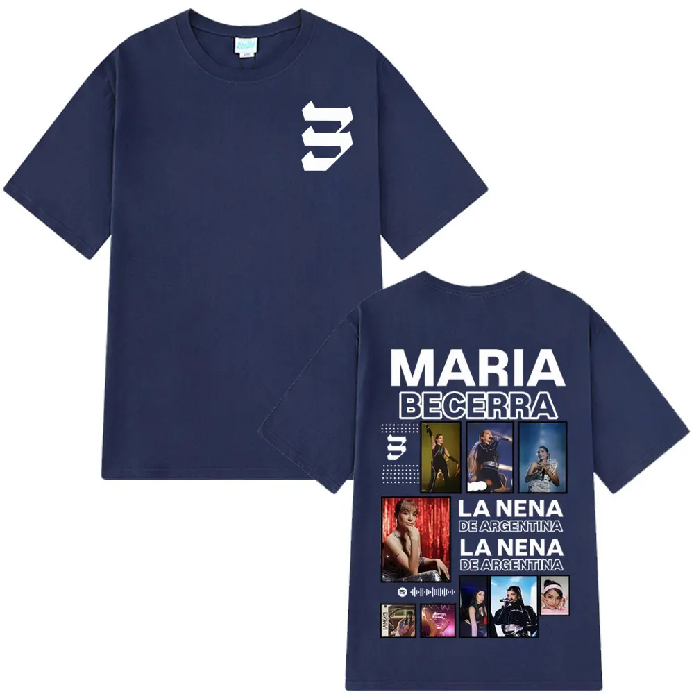 Singer Maria Becerra La Nena Album 2025 Tour Vintage T Shirt Men Women Hip Hop T Shirts Cotton Short Sleeve T-shirts Fan Gifts