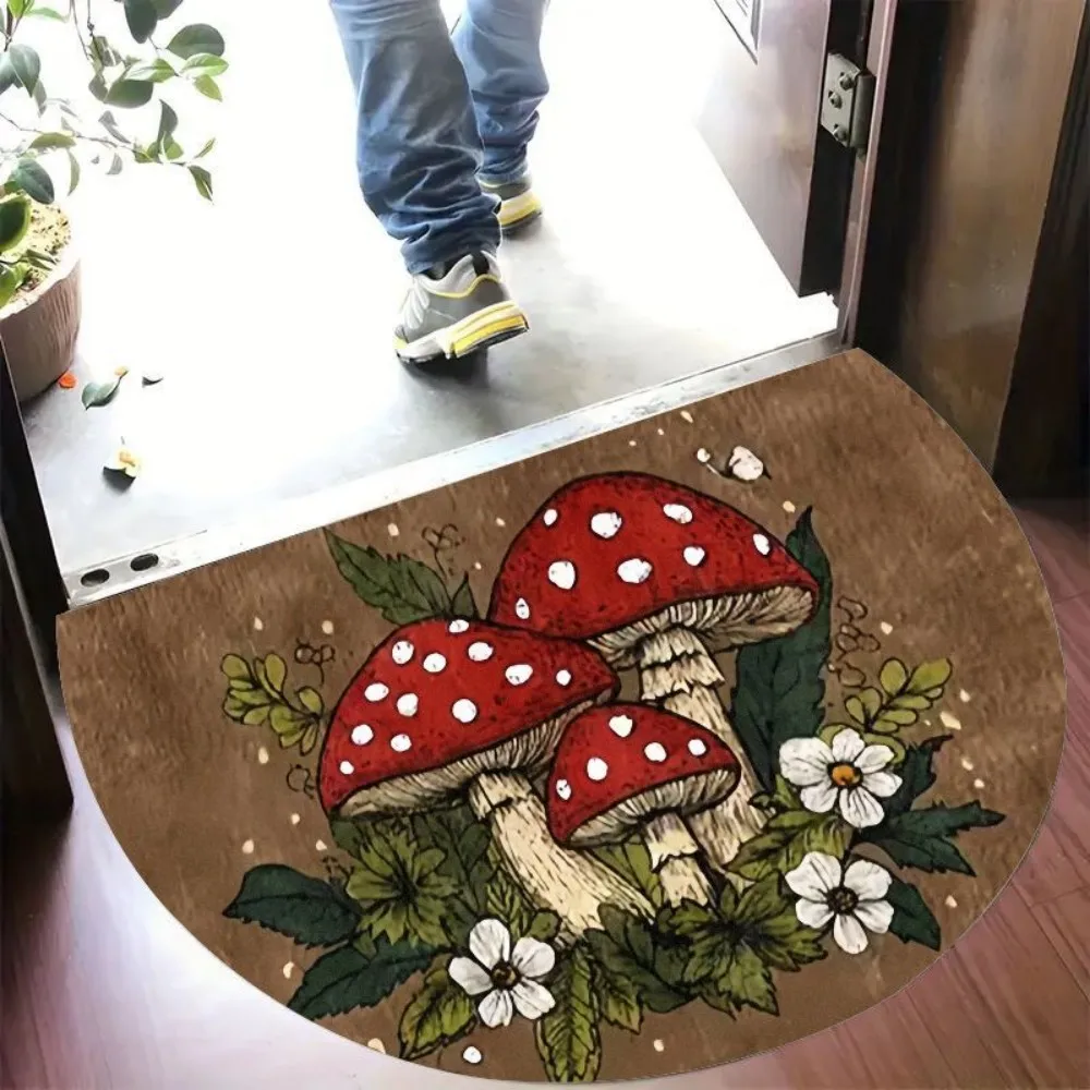 VIKAMA Cartoon Mushroom Vintage Print Doormat, Non-Slip And Dirt-Proof. For Bathrooms, Entryways And Porches Home Decor Carpet