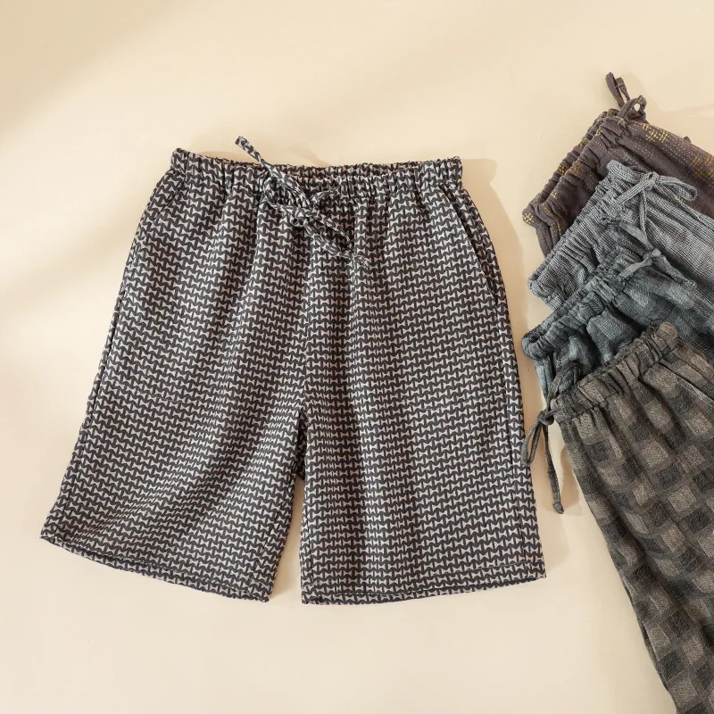 Cotton Pajama Short Pants for Men's Summer Sleepwear Thin Loose Size Comfortable Homewear Men Pijama Shorts
