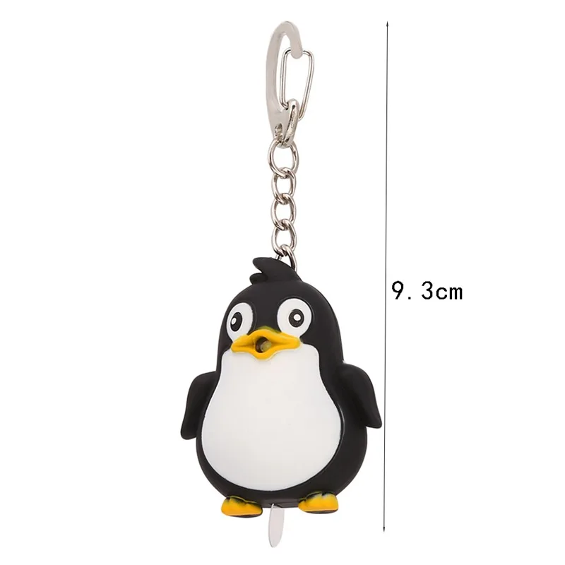 Cute Penguin Keyring LED Torch With Sound Light Keyfob Kids Toy Gift Fun Animal Keyholder Fashlight Keychain