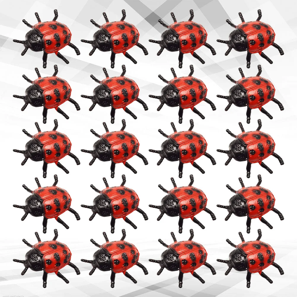 25 PCS Pvc Simulation Ladybug Plastic Ladybird Artificial Prop Insect Toy Fake Animal Toys Statue Set Tricky