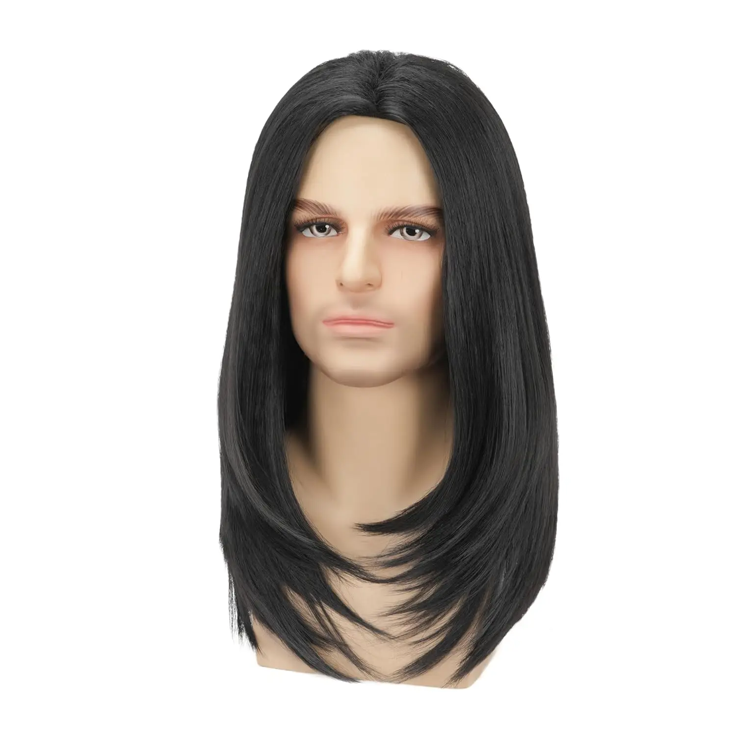 Long Black Wig for Mens Straight Hair Synthetic Heat Resistant Men Wigs for Daily Party Costume Halloween - view 2