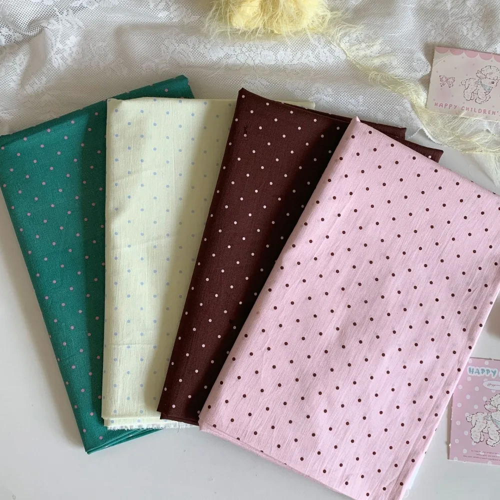 Tissu en coton imprimé à pois classiques 140x50cm, petits pois années 60 pour vêtements d'enfants et de femmes, vêtements d'intérieur, sacs - Tissu à coudre