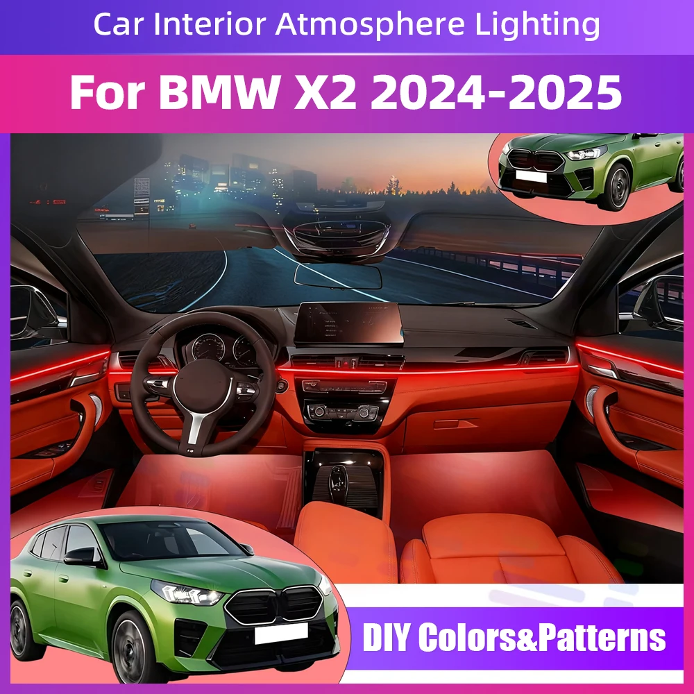 Car Interior Light Decoration LED Strip Made of Acrylic Full Color Changing with Different Modes Ambient light For BMW X2 U10