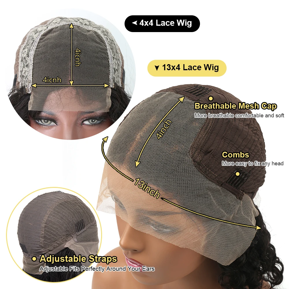 220 الكثافة فضفاض موجة عميقة بوب باروكة من شعر طبيعي 13x4 HD الدانتيل أمامي البرازيلي قصير مجعد 4x4 الدانتيل إغلاق الشعر البشري للنساء