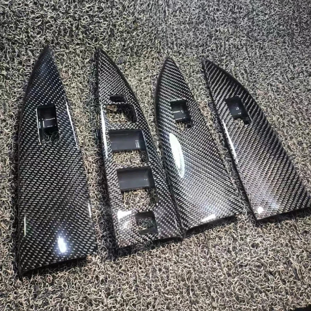 Real Carbon Fiber Decal Car Window Lift Button Switch Panel Replacement Trim For Mazda 6 2003-2009