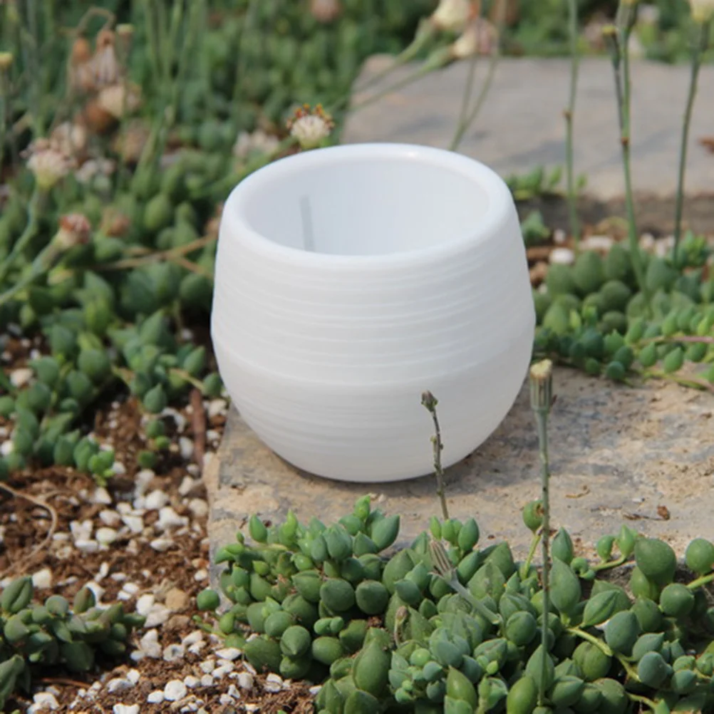 أصيص زهور صغير مستدير من الراتنج بلون سادة لزراعة النباتات لديكور المنزل والمكتب علبة عرض طاولة النافذة