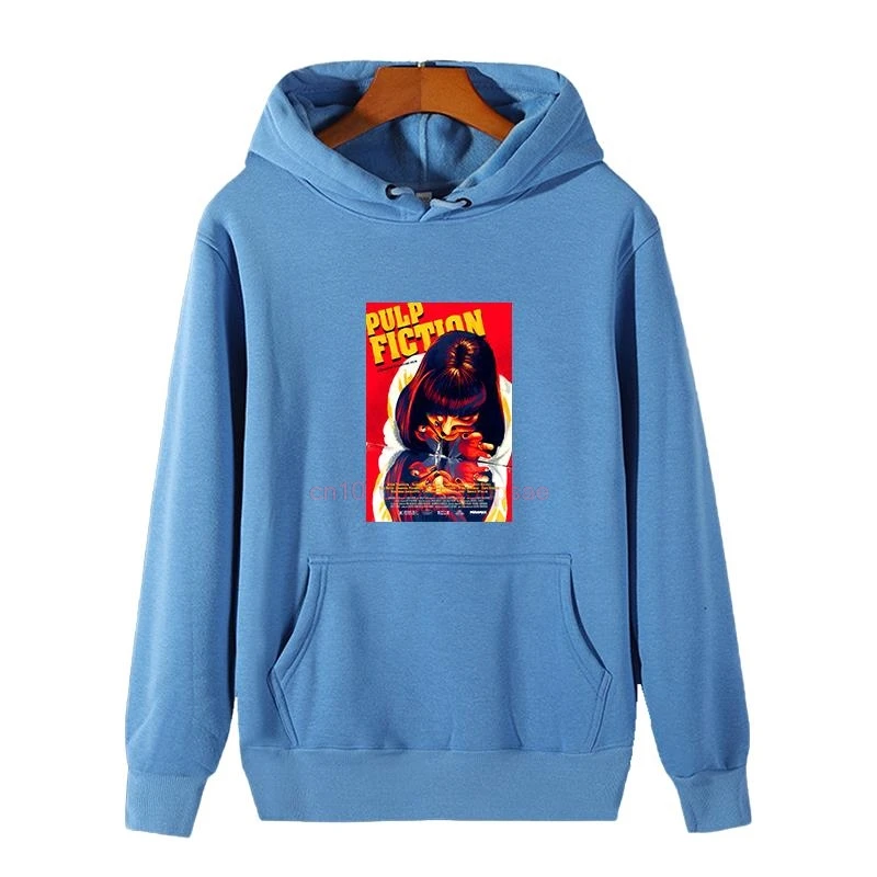 Movie Mia Wallace Pulp Fiction Graphic Hooded Sweatshirts Winter Thick Sweater Hoodie Essentials Fleece Hoodie