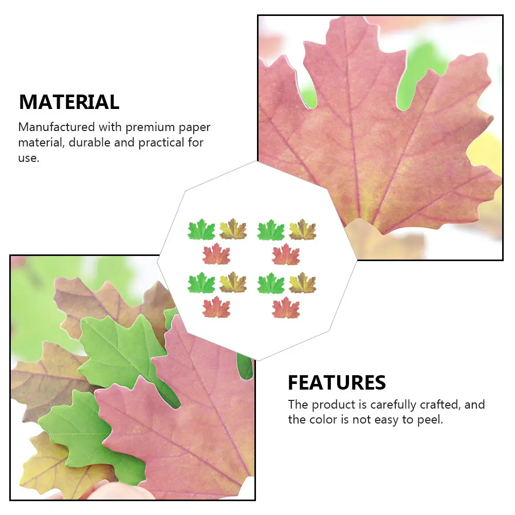 

12pcs Memo Notes Premium Paper Sticky Memo Stickers Fall Decor Maple Leaf Student Office Supplies Portable Notepads