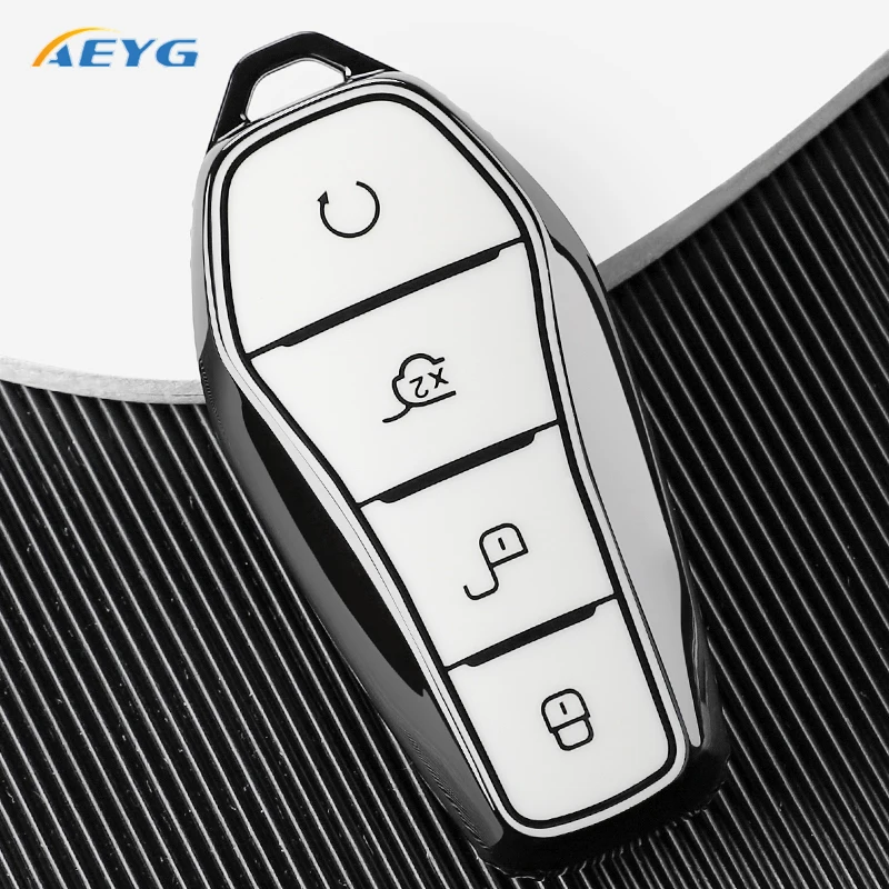New Soft TPU Car Key Cover For BYD Qin Plusdmi Atto 3 Han EV Dolphin Protect Case Shell Fob Keychain Auto Accessories 4 Buttons