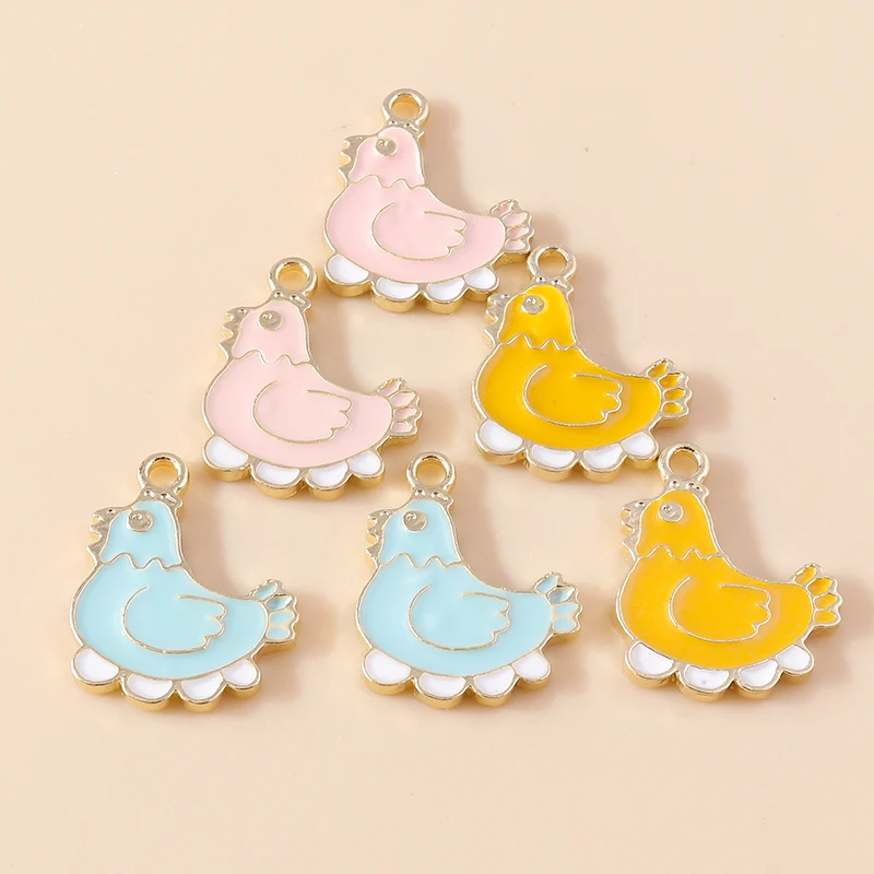 

20pcs 17x21mm Cartoon Animal Charms Enamel Hen Chicken Charms Pendants for Jewelry Making Necklaces Earrings DIY Crafts Supplies