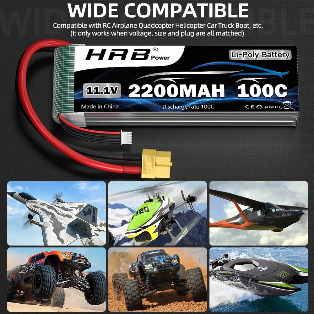 1/2 قطعة HRB 3S يبو بطارية 11.1 فولت 2200 مللي أمبير RC يبو 100C مع موصل XT60 ل RC سيارة شاحنة 1/12 1/16 RC سيارة FPV مروحية لعبة بدون طيار