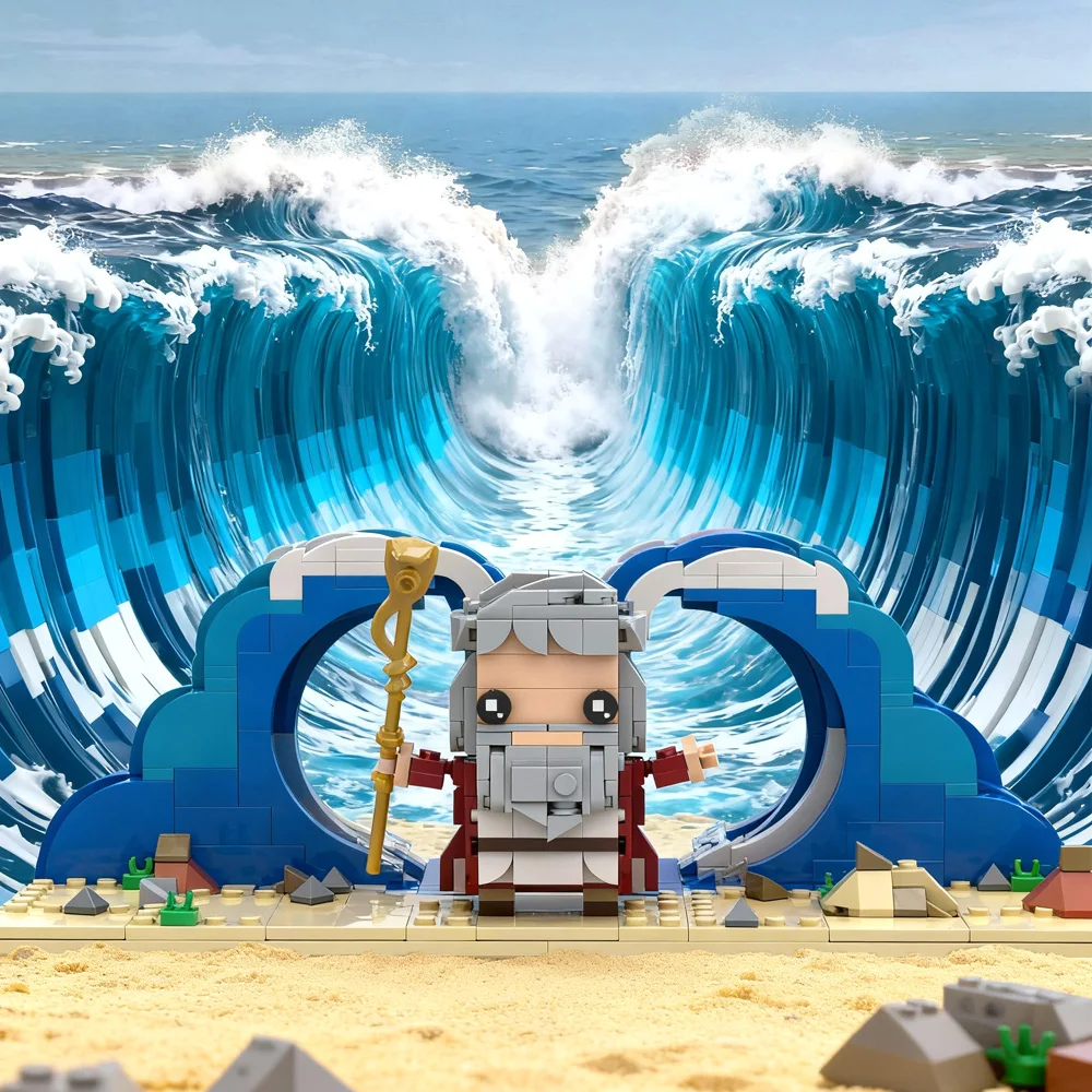 

MOC Moses Parted the Red Sea Building Blocks Religion Bible History Figure Bricks Toy Adult Gift