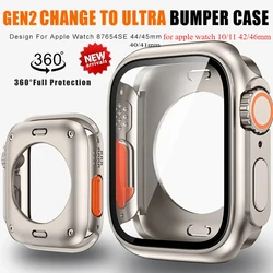 Change To Ultra 360 Full Cover Case for Apple Watch 11 46mm 42 45 44 41 40 Tempered Glass Screen Protector for IWatch10 9876SE54