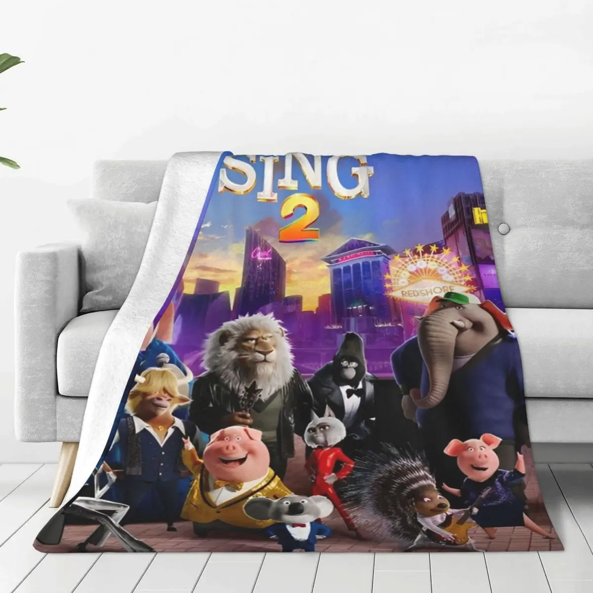 Sing 2 Movie All Characters Blanket Fleece Autumn/Winter Cartoon Cute Multifunction Super Soft Throw Blanket Home Car Bedspreads