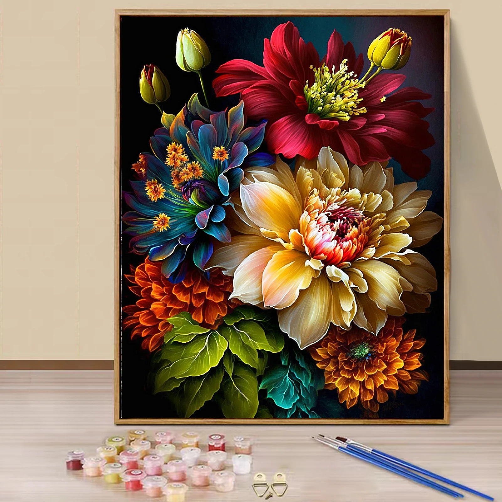 

Paint by Numbers - 40x50cm, Flowers Painting Kits for Beginners on Colored Canvas, Easy DIY Art for Home Decor Gift (No Frame)